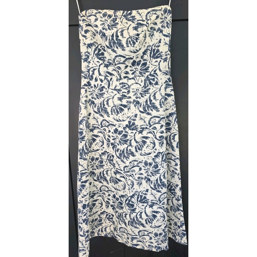 J. Crew Sleeveless Blue & White Empire Waist Dress Women Size 2 EXCELLENT